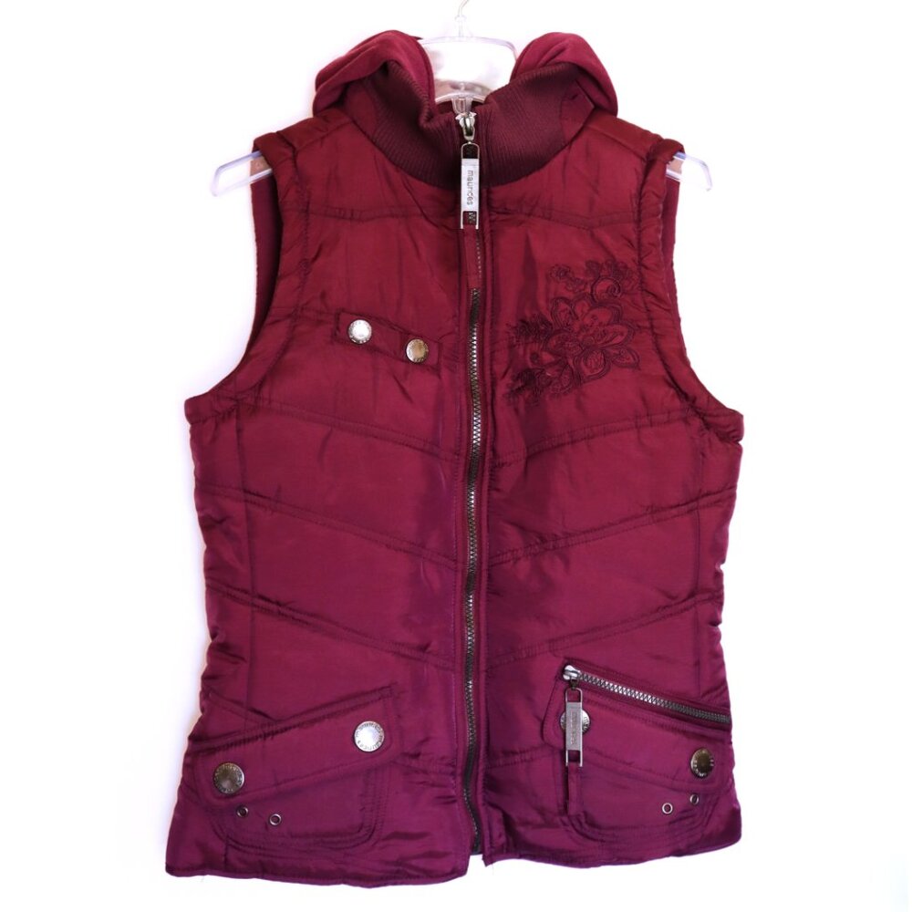 Maurices Padded Hooded Plum Vest